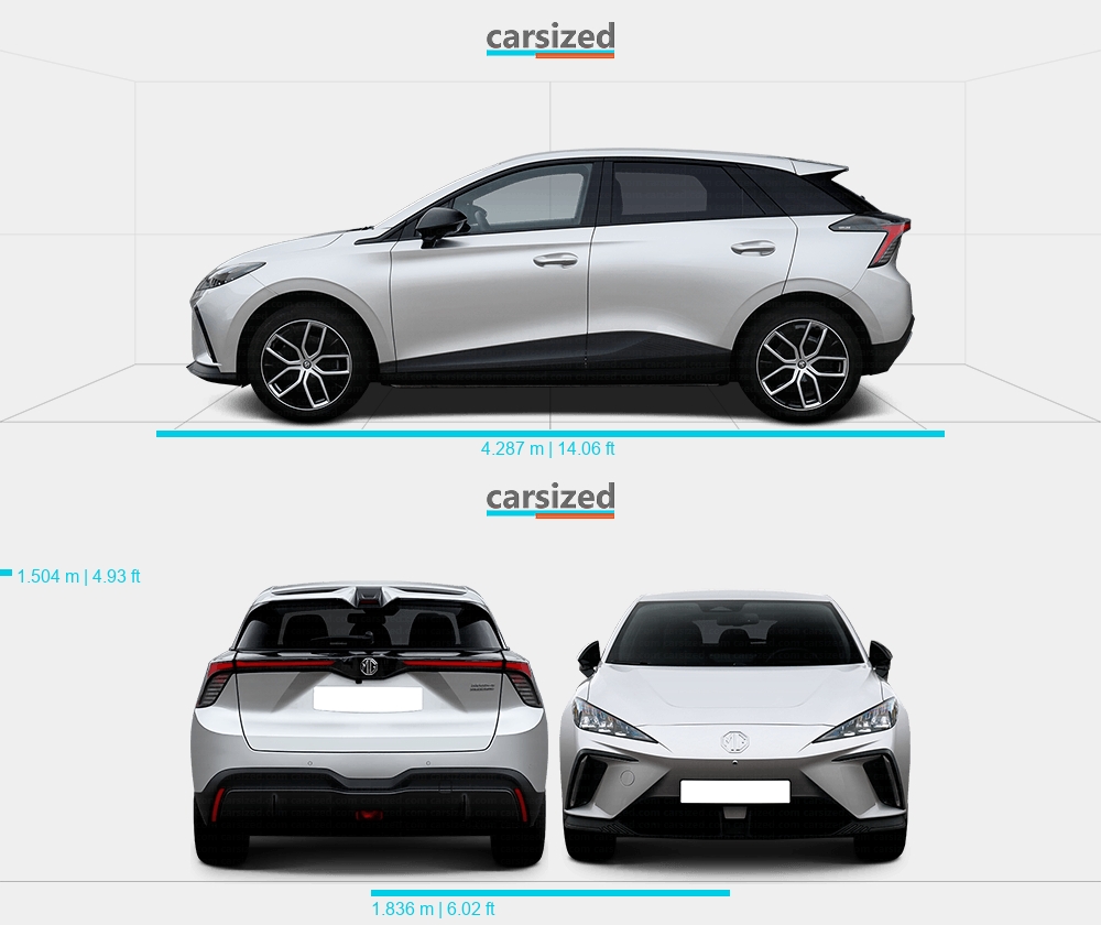 MG MG4 2022-heute Abmessungen Seitenansicht