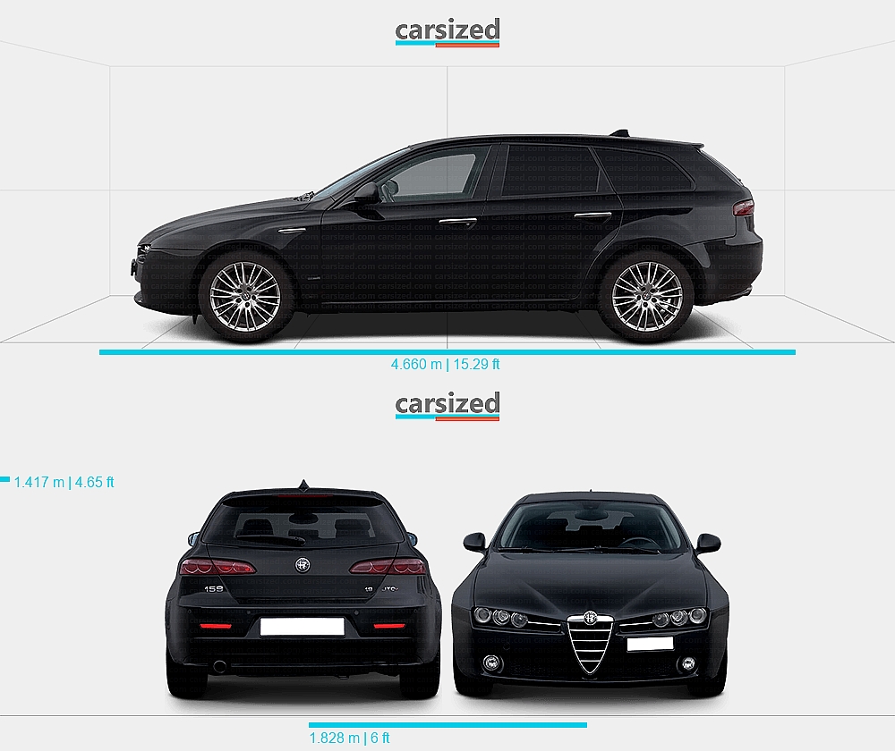 Alfa Romeo 159 2004-2011 Dimensions Side View