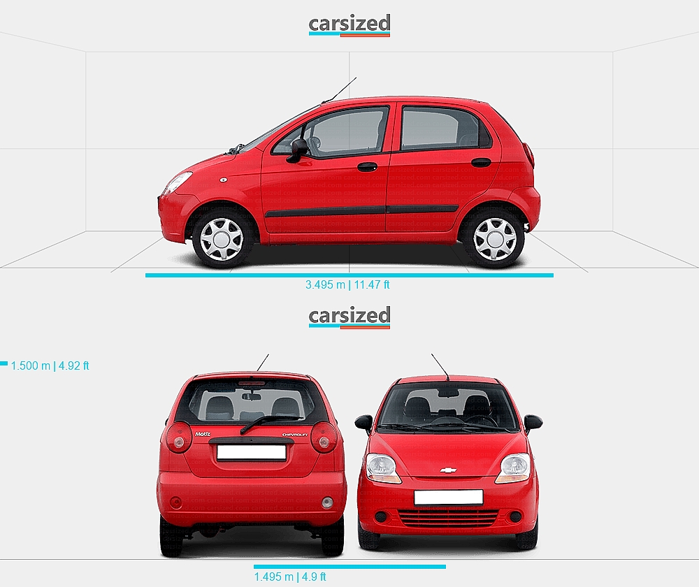 Chevrolet Matiz 2005 2010 Dimensions Side View chevrolet-matiz-2005-2010-dimensions-side-view