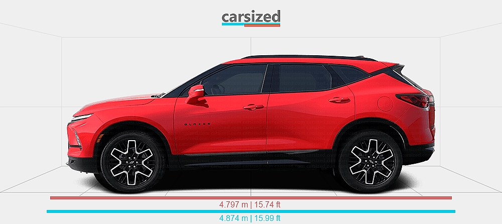 Chevy Range Rover Dimensions: Chevrolet Blazer 2023-present vs. Land Rover Range Rover ...