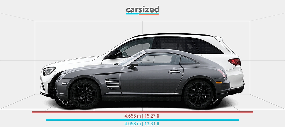 Benz Fastback Dimensions: Chrysler Crossfire 2003-2007 vs. Mercedes-Benz GLC 2019-2022
