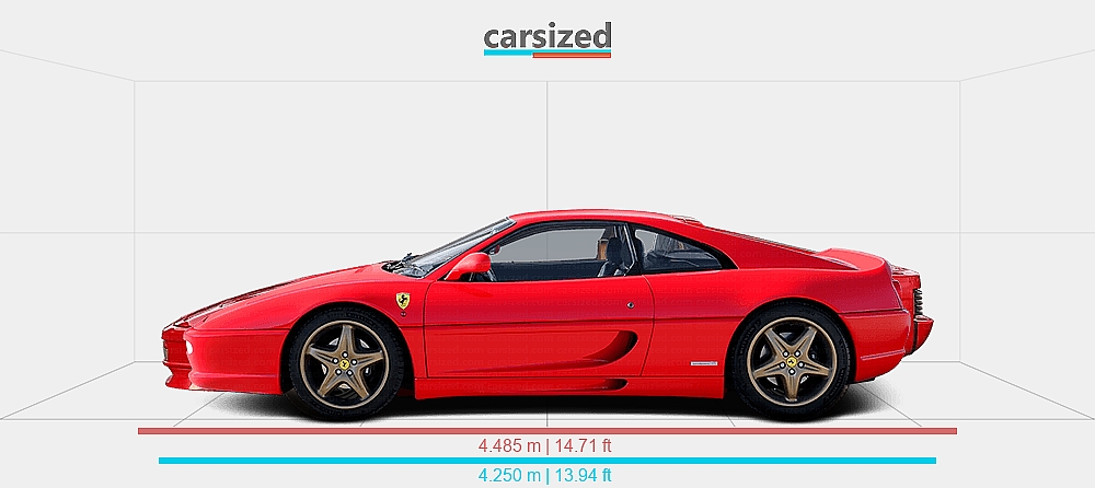 Dimensions: Ferrari F355 1994-1999 vs. Ferrari Testarossa 1985-1991