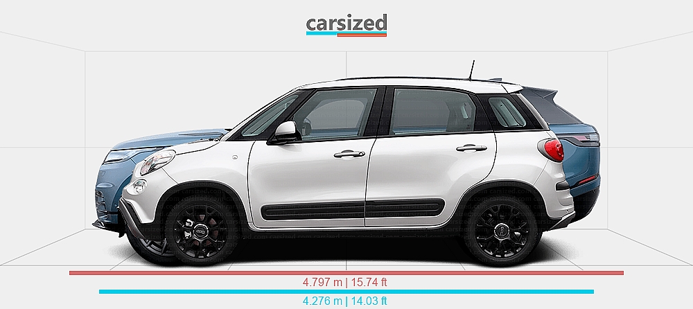 Dimensions: FIAT 500L 2017-2022 vs. Land Rover Range Rover Velar 2023 ...