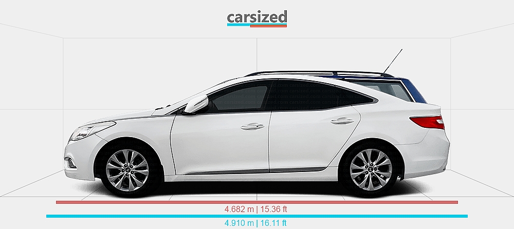 Dimensions: Hyundai Azera 2011-2014 vs. Volkswagen Passat 2000-2005
