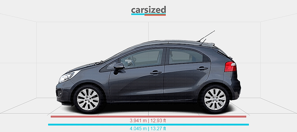 Dimensions: Kia Rio 2011-2015 vs. Citroën C3 2009-2016