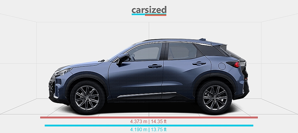 Dimensions: Lexus LBX 2023-present vs. Volkswagen T-Roc 2025-present