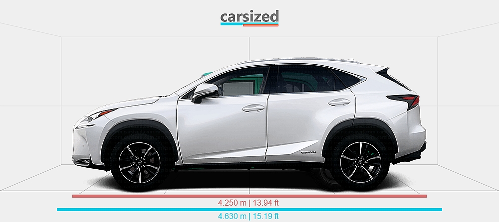 Dimensions: Lexus NX 2014-2017 vs. Moskvitch 2140 1975-1982