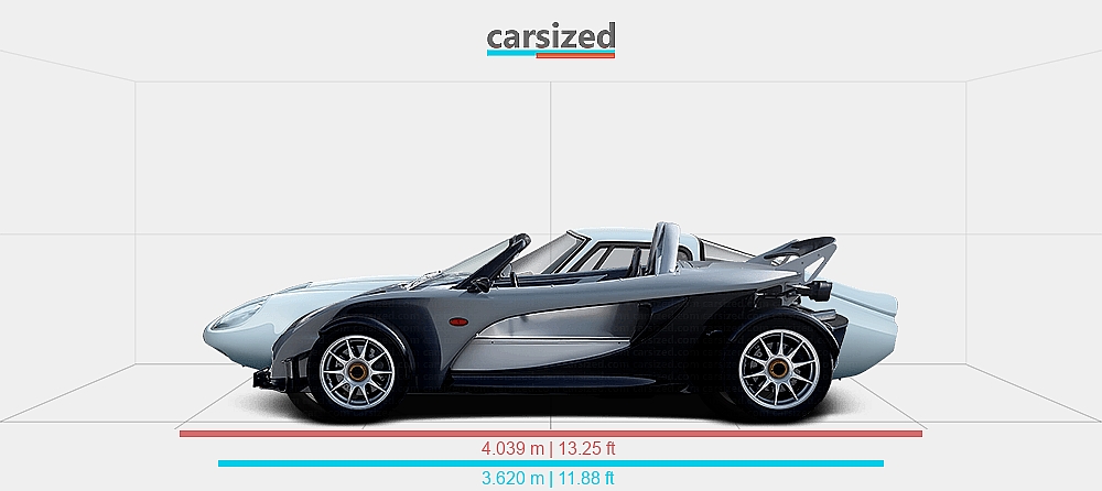 Dimensions: Lotus 340R 2000-2000 vs. Marcos GT 1964-1972