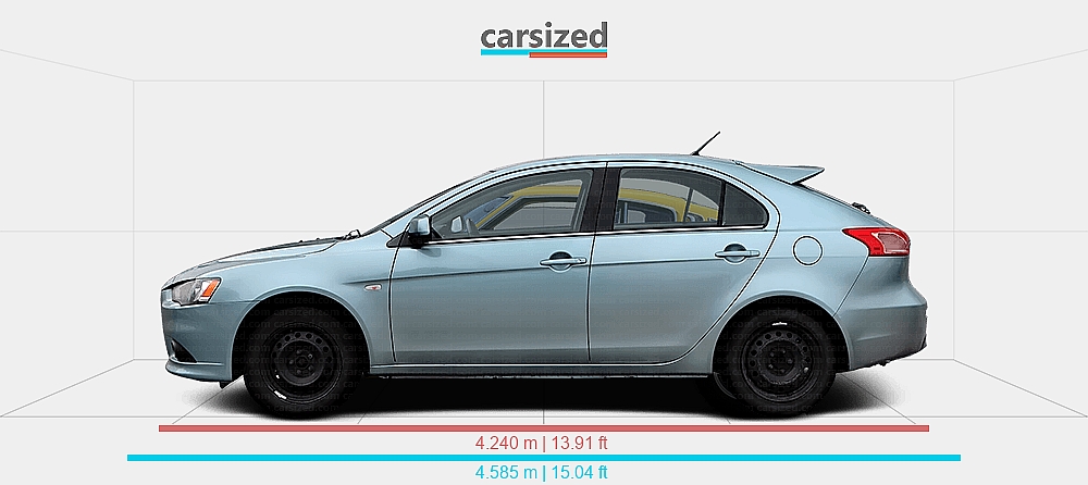 Dimensions: Mitsubishi Lancer 2007-2017 vs. Toyota Celica 1975-1977