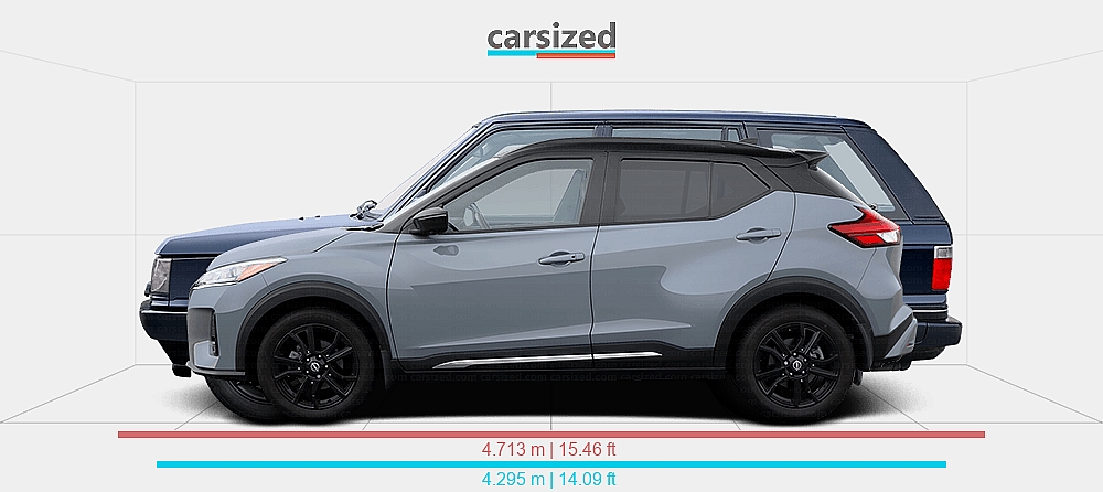 Nisson Land Rover Dimensions: Nissan Kicks 2020-present vs. Land Rover Range Rover 1998-2001