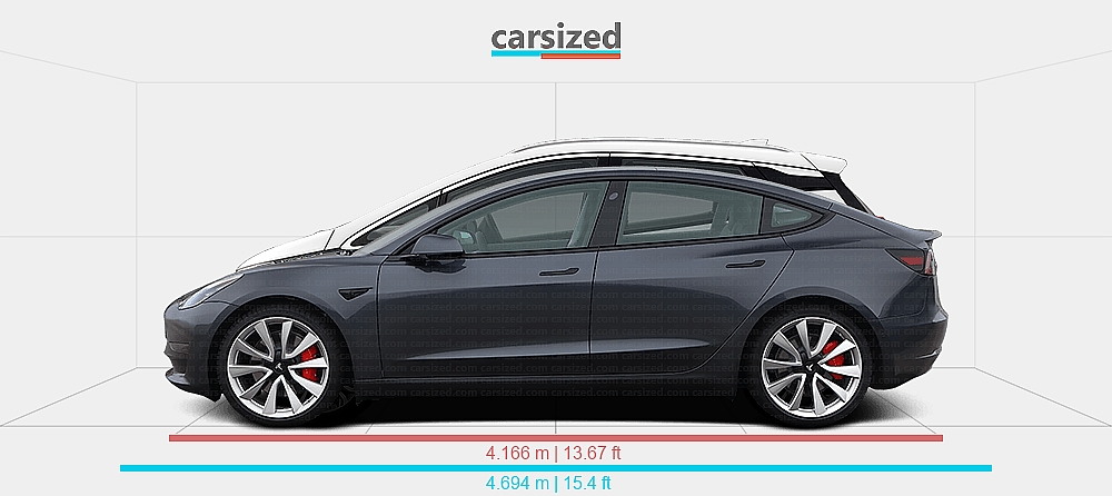 Dimensions: Tesla Model 3 2017-2023 vs. Chevrolet Bolt EV 2016-2019