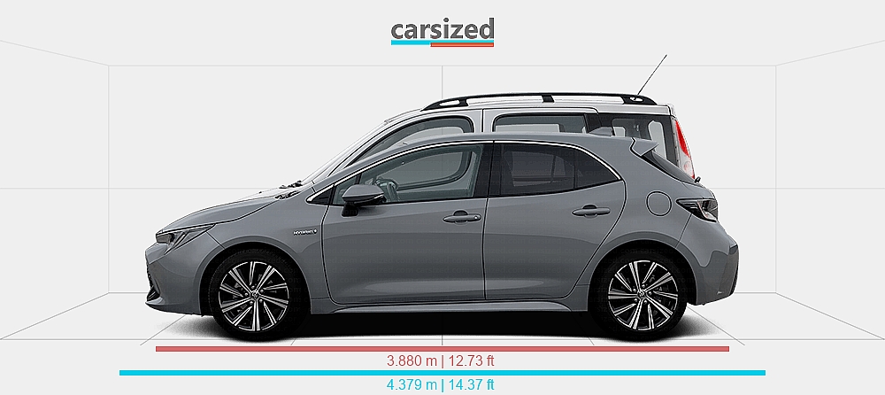 Dimensions: Toyota Corolla 2018-present vs. Toyota Yaris Verso 2003-2005