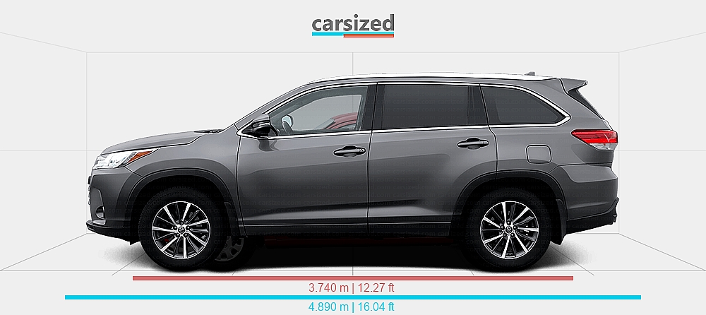 Dimensions: Toyota Highlander 2016-2021 vs. Toyota Starlet 1996-1999