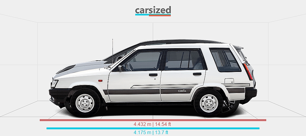 Dimensions: Toyota Tercel 1982-1988 vs. Zeekr X 2023-present