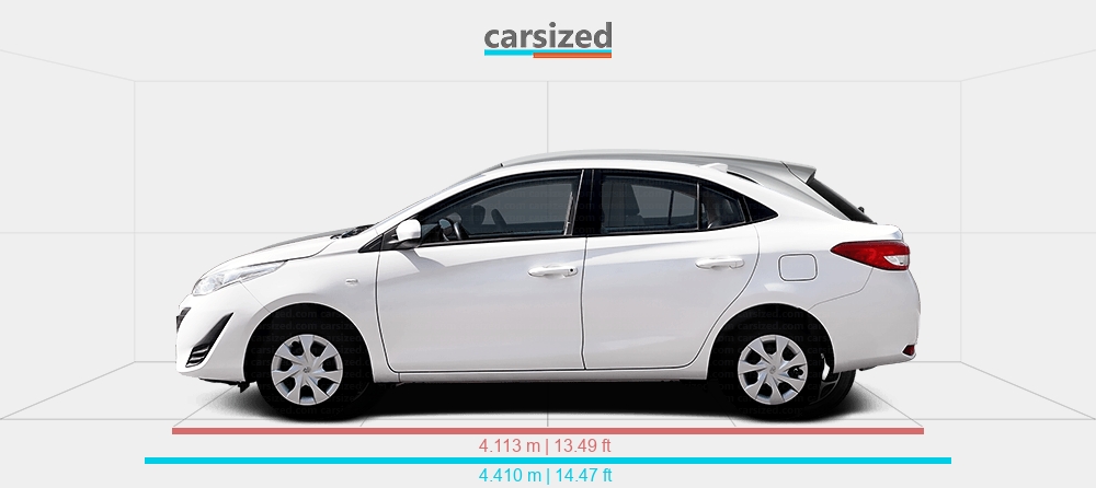 Dimensions: Toyota Yaris 2017-2022 vs. MG MG3 2024-present