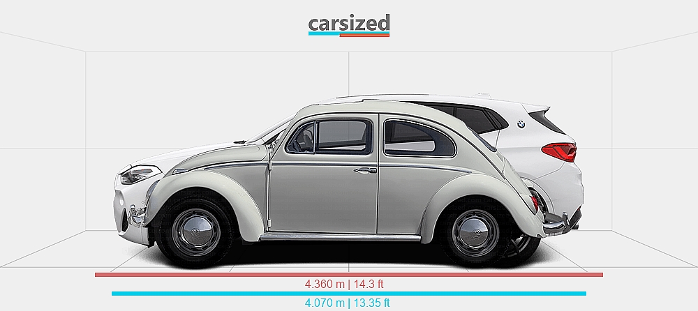 Dimensions: Volkswagen Beetle 1960-1963 vs. BMW X2 2017-2023