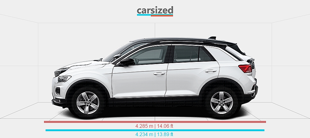 Dimensions: Volkswagen T-Roc 2017-2021 vs. Toyota Urban Cruiser 2025 ...