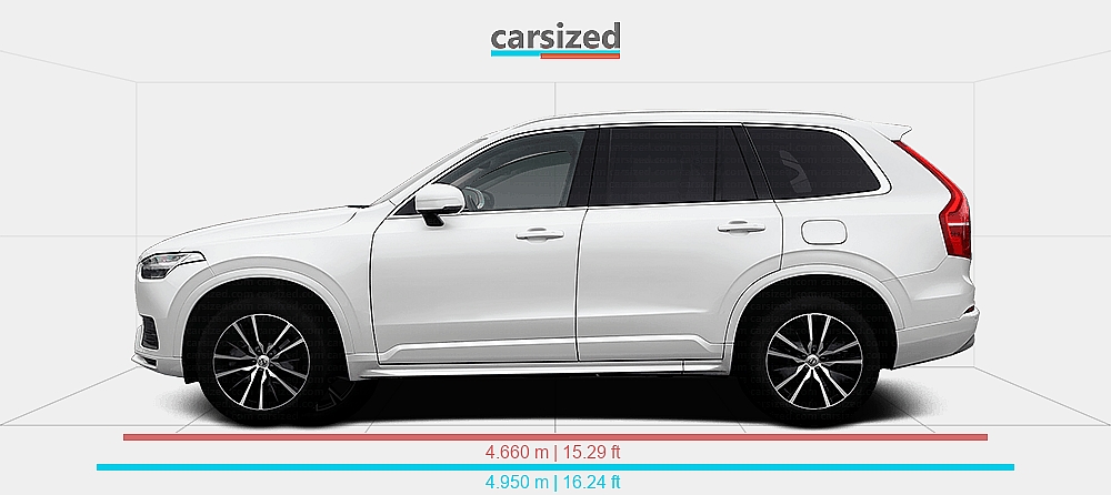 Dimensions: Volvo XC90 2014-2019 vs. Lexus NX 2021-present