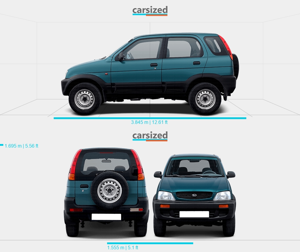 Daihatsu Terios 1998-2000 Dimensions Front View, image size:1000x840