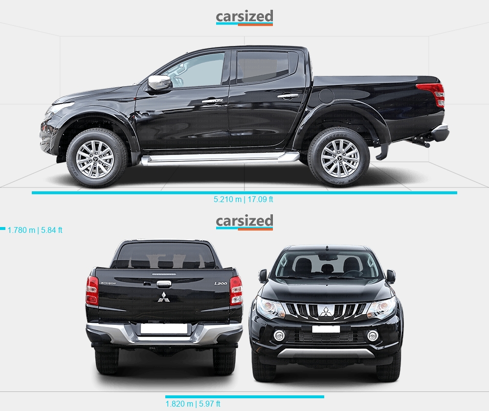 Mitsubishi L200 20152019 Dimensions Front View
