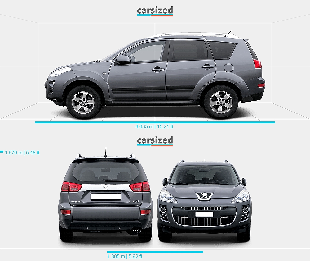 Peugeot 4007 2007-2012 Dimensions Side View