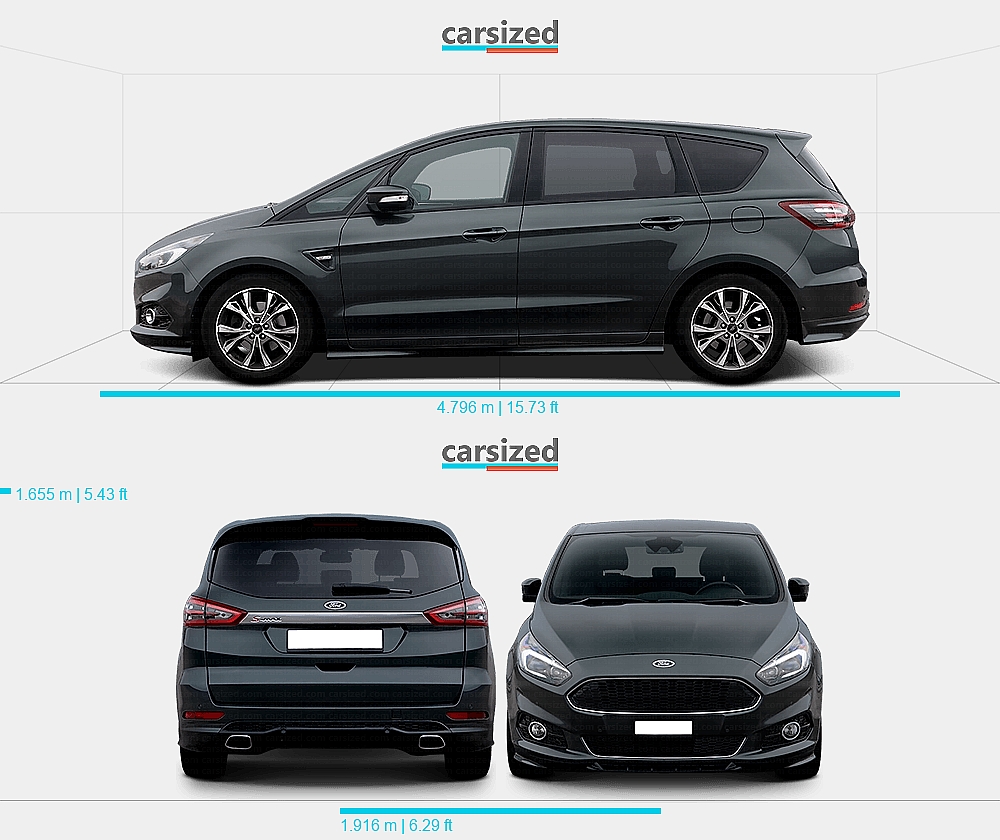 Ford S Max 2015 presente Dimensions Vista Lateral ford-s-max-2015-presente-dimensions-vista-lateral