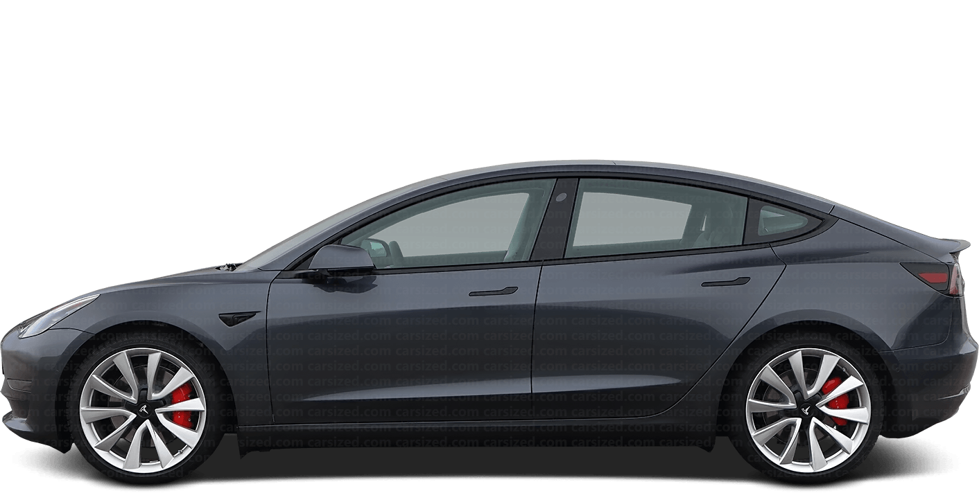 Tesla Model 3 2017 2023 Dimensions Side View